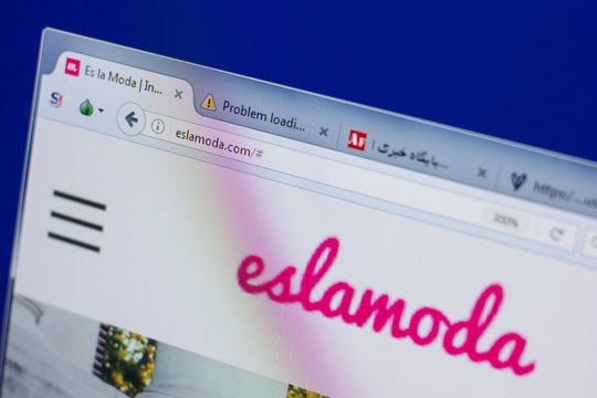 Ryazan, Russia - June 17, 2018: Homepage of Eslamoda website on the display of PC, url - Eslamoda.com.
