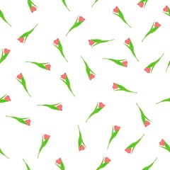 Hand drawn seamless pattern flowers with leaves  Flower isolated on white background.  Botanical organic spring herb.  hand drawn in doodle Collection for cards and labels, books and banners.