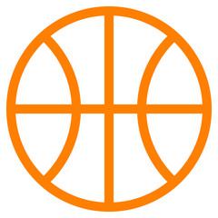 Basketball sign icon - orange simple outline, isolated - vector