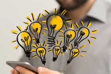solution concept business idea lamp