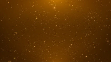 gold particles abstract background with shining golden Floating Dust Particles Flare Bokeh star on Black Background in Slow Motion. Futuristic glittering fly movement flickering loop in space.