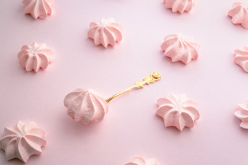 Small meringue even rows over light background
