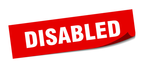 disabled sticker. disabled square sign. disabled. peeler