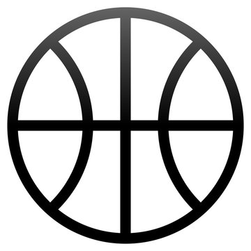 Basketball sign icon - black simple gradient outline, isolated - vector