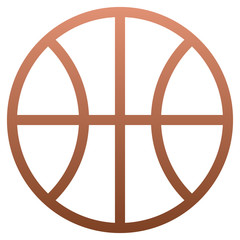 Basketball sign icon - brown simple gradient outline, isolated - vector