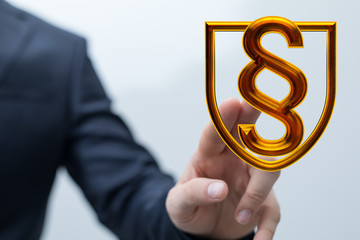 paragraph law sign digital in hand 3D