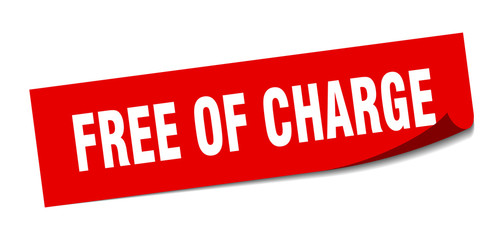 free of charge sticker. free of charge square sign. free of charge. peeler