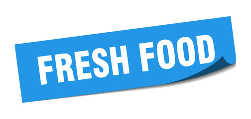 fresh food sticker. fresh food square sign. fresh food. peeler
