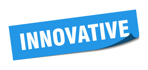 innovative sticker. innovative square sign. innovative. peeler