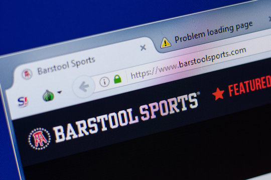 Ryazan, Russia - June 17, 2018: Homepage of BarstoolSports website on the display of PC, url - BarstoolSports.com.