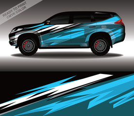 Obraz premium Car wrap decal design vector, custom livery race rally car vehicle sticker and tinting.