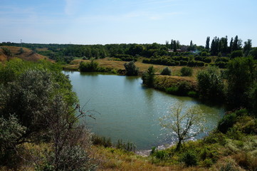 Obraz premium landscape with lake and blue sky