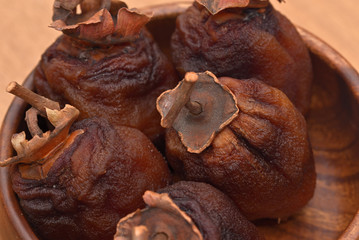 Dried oriental persimmon, traditional dried fruit, Closeup