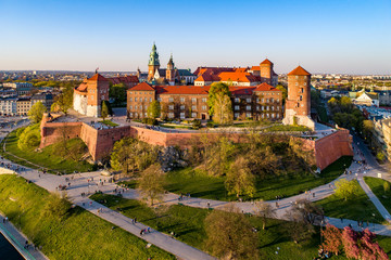 Fototapeta premium Krakow skyline, Poland, with Wawel Hill, Cathedral and castle