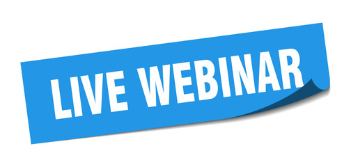 live webinar sticker. live webinar square sign. live webinar. peeler