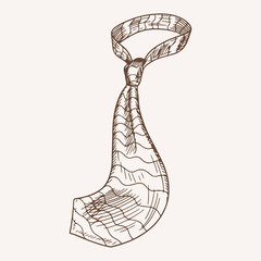 Fashionable striped male necktie hand drawn illustration