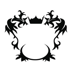 black tribal tattoo vector design, heraldic with crown illustration.