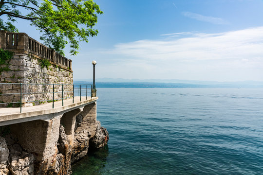 Boulevard along the Adriatic Sea between Opatija and Lovran. Croatia