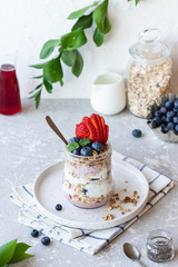 Chia Pudding with Homemade Granola and Fresh Berries