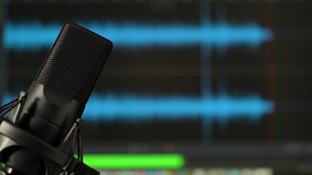 Professional microphone. Studio audio record