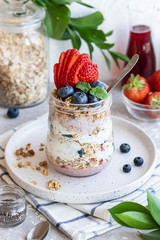 Chia Pudding with Homemade Granola and Fresh Berries