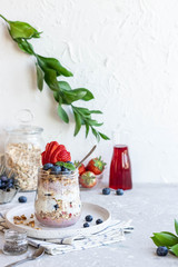 Chia Pudding with Homemade Granola and Fresh Berries