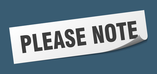 please note sticker. please note square sign. please note. peeler