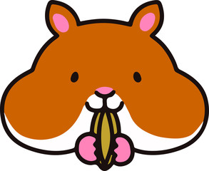 Outlined simple and cute hamster head