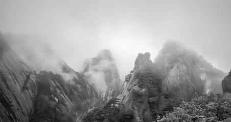 Papier Peint photo Monts Huang Ink painting huangshan sea of clouds