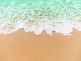 Beach top view.beach sand and blue sea in thailand. summer holiday travel concept.