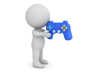 3D Character holding video game controller