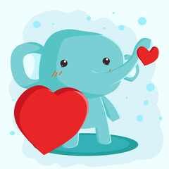 Happy Valentine's Day with cute elephant, Valentines Day background, Valentine card and poster