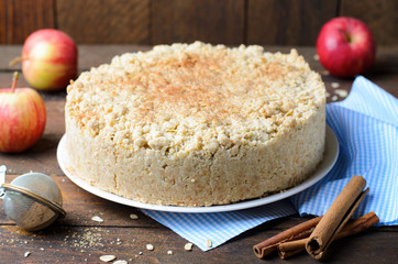 Crumble Pie with Cinnamon Apple Filling, Homemade Bakery