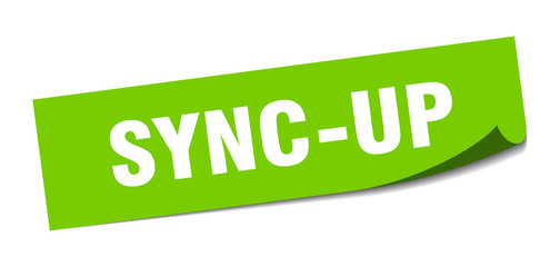 sync-up sticker. sync-up square sign. sync-up. peeler