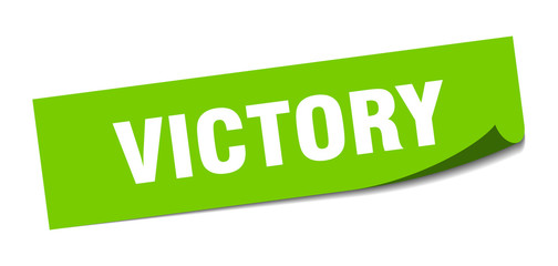 victory sticker. victory square sign. victory. peeler