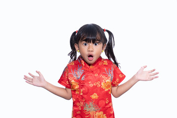 suprised child while wearing chinese dress
