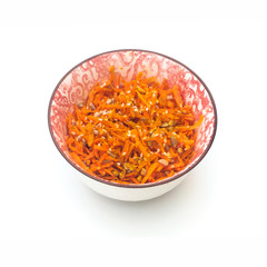 carrots in a bowl isolated on white