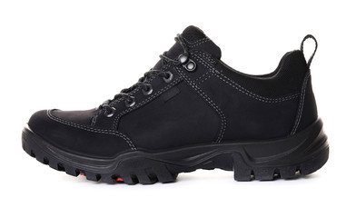 Pair of black male boots isolated over white background