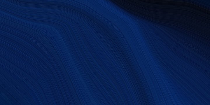 background graphic with modern waves background illustration with very dark blue, black and midnight blue color © Eigens