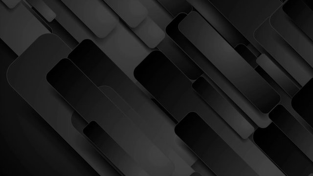 Black 3d composition with geometric diagonal shapes. Abstract dark grey tech motion background. Seamless looping. Video animation Ultra HD 4K 3840x2160
