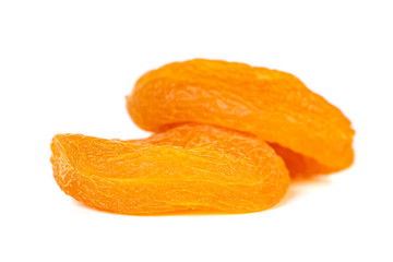 Dried apricots isolated on white background. Healthy food.