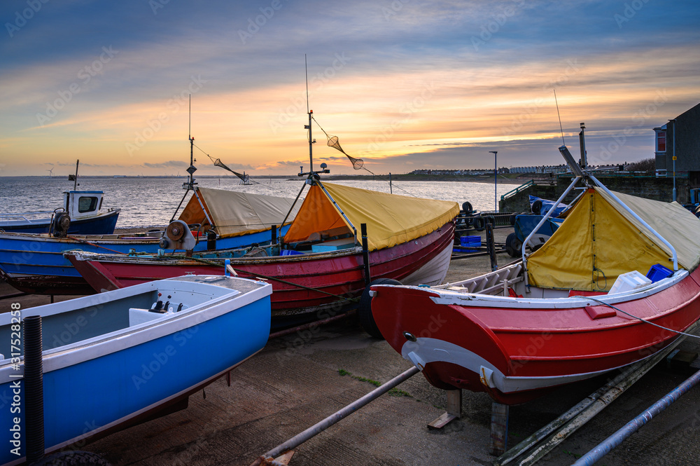 Canvas Prints boatyard at newbiggin-by-the-sea, which is a small town in northumberland, england, on the north sea