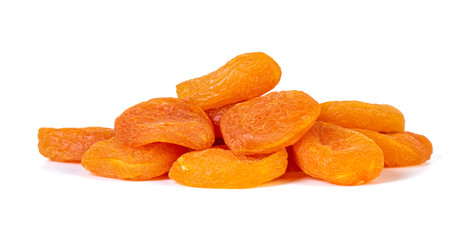 Dried apricots isolated on white background. Healthy food.