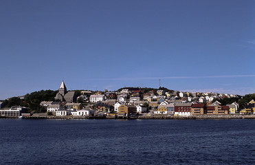 Fototapeta premium view of the coastal town in norway