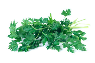 Fresh parsley isolated on a white background, vegetable.