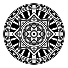 Circular pattern in form of mandala for coloring book, greeting card, phone case print. Anti-stress therapy pattern, coloring for adults. Hand drawn background, abstract round ornament.