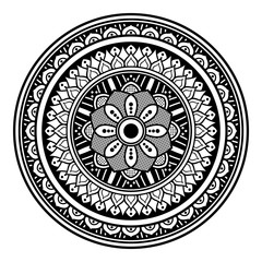 Circular pattern in form of mandala for coloring book, greeting card, phone case print. Anti-stress therapy pattern, coloring for adults. Hand drawn background, abstract round ornament.