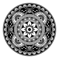 Circular pattern in form of mandala for coloring book, greeting card, phone case print. Anti-stress therapy pattern, coloring for adults. Hand drawn background, abstract round ornament.