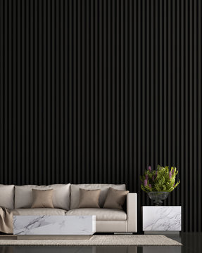 Luxury interior design of black lounge and living room interior design and wall tile texture background 