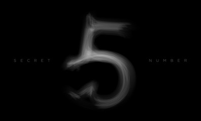 Horror scary movie alphabet from the darkness. Soul of the number five. Vector illustration.